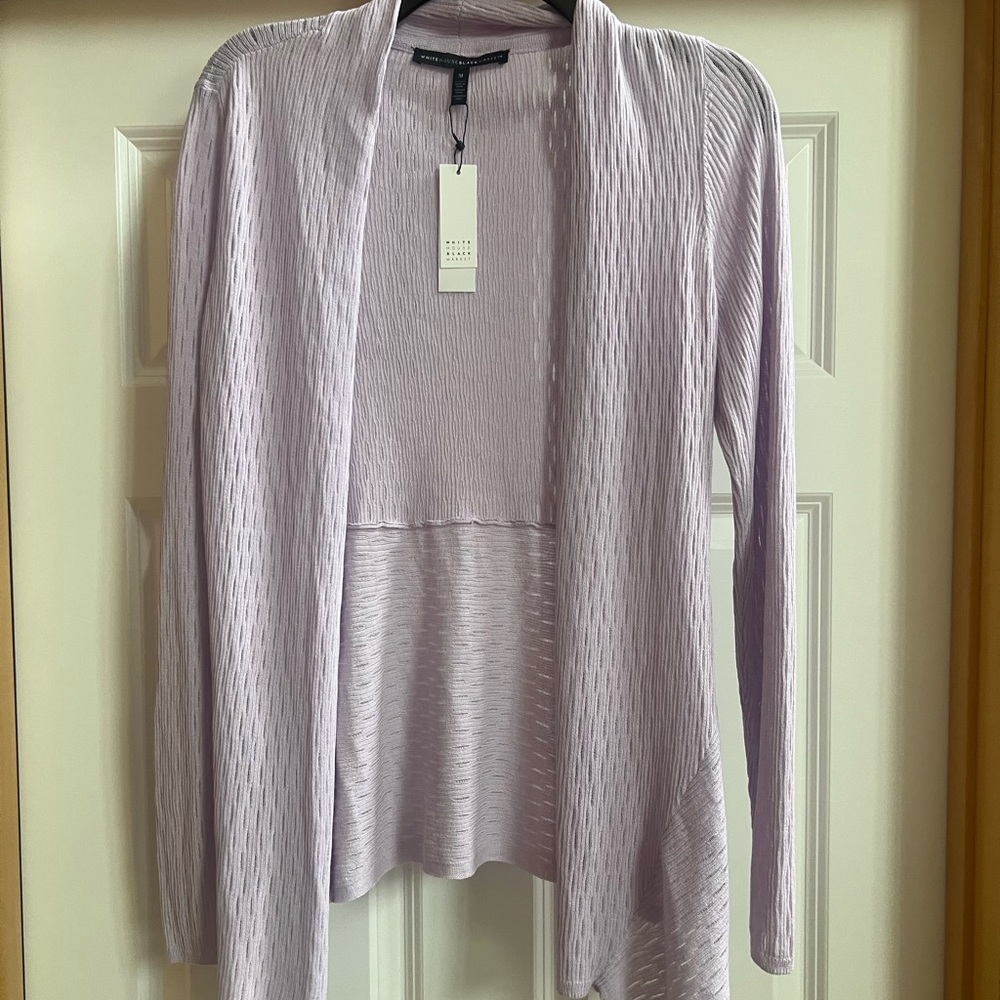 White House Black Market Lilac Open-Front Lightweight Cardigan